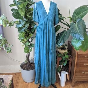 Pinkblush Maternity Lace Mesh Overlay Maxi Dress M Teal